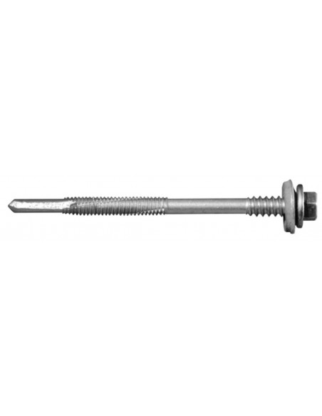 Vis AutoPerceuse acier zingué, tête hexagonale de 8mm sur plats sertie Inox A2.