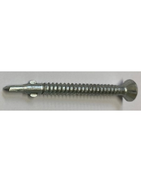 Vis AutoPerceuse acier zingué blanc 15µ, pointe forêt acier cémenté avec ailettes basses, tête Fraisée empreinte TORX T 25.