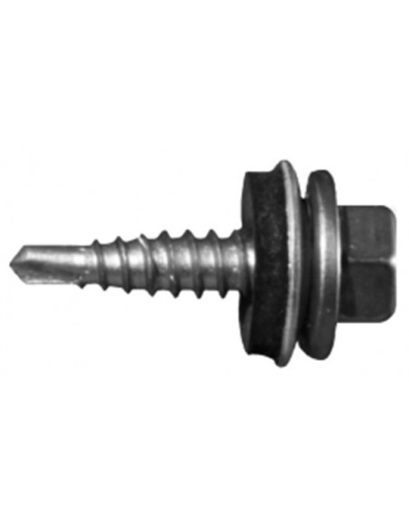 Vis AutoPerceuse acier zingué, tête hexagonale de 8mm sur plats sertie Inox A2.