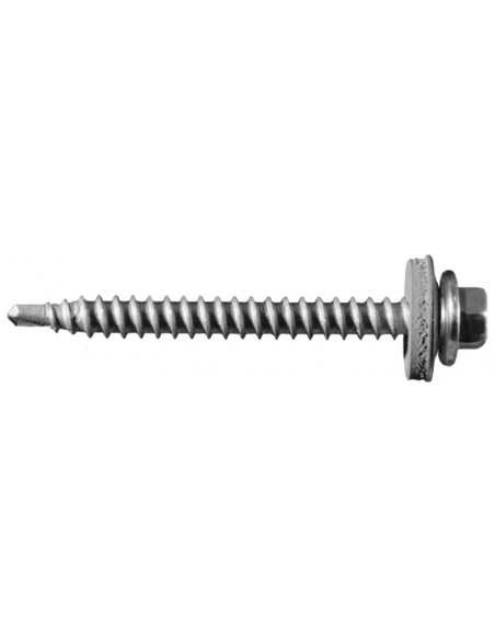 Vis AutoPerceuse acier zingué, tête hexagonale de 8mm sur plats sertie Inox A2.