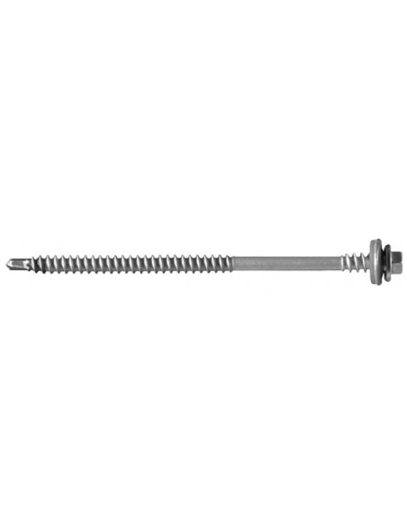Vis AutoPerceuse acier zingué, tête hexagonale de 8mm sur plats sertie Inox A2.
