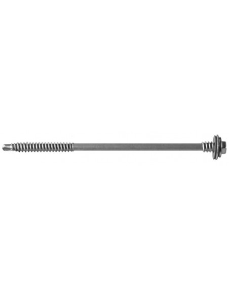 Vis AutoPerceuse acier zingué, tête hexagonale de 8mm sur plats sertie Inox A2.