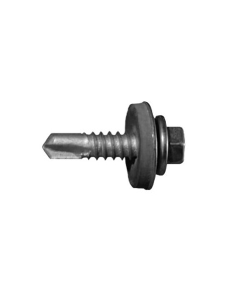 Vis AutoPerceuse acier zingué, tête hexagonale de 8mm sur plats sertie Inox A2.
