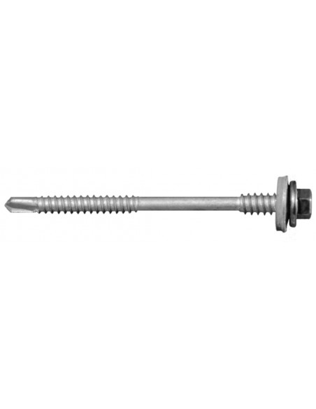 Vis AutoPerceuse acier zingué, tête hexagonale de 8mm sur plats sertie Inox A2.