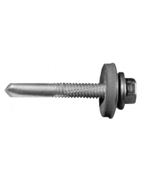 Vis AutoPerceuse acier zingué, tête hexagonale de 8mm sur plats sertie Inox A2.